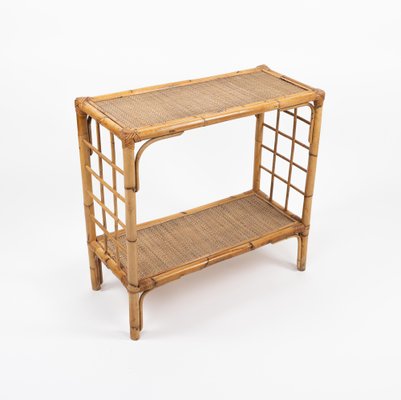 Mid-Century Rattan and Bamboo Console Table, Italy, 1970s-LYQ-1791335