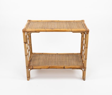 Mid-Century Rattan and Bamboo Console Table, Italy, 1970s-LYQ-1791335