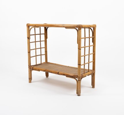 Mid-Century Rattan and Bamboo Console Table, Italy, 1970s-LYQ-1791335