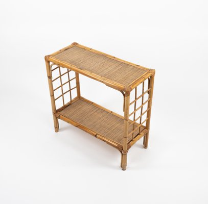 Mid-Century Rattan and Bamboo Console Table, Italy, 1970s-LYQ-1791335