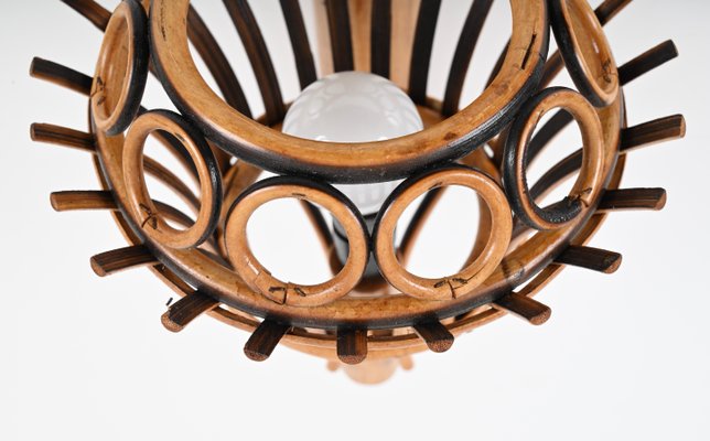 Mid-Century Rattan and Bamboo Lantern Sconce by Louis Sognot, 1960s-JDR-1783062