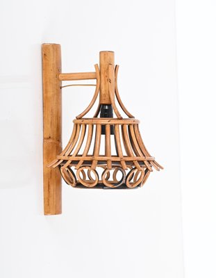 Mid-Century Rattan and Bamboo Lantern Sconce by Louis Sognot, 1960s-JDR-1783062