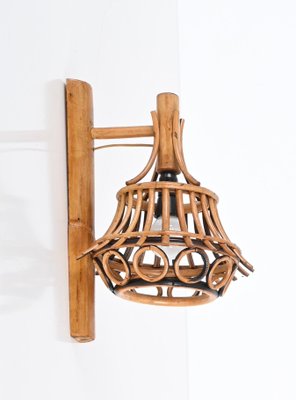 Mid-Century Rattan and Bamboo Lantern Sconce by Louis Sognot, 1960s-JDR-1783062