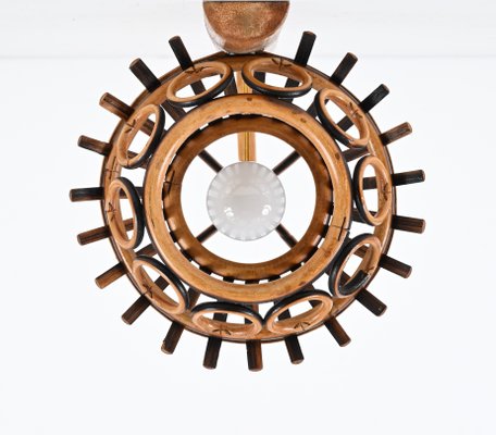 Mid-Century Rattan and Bamboo Lantern Sconce by Louis Sognot, 1960s-JDR-1783062