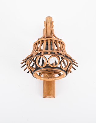 Mid-Century Rattan and Bamboo Lantern Sconce by Louis Sognot, 1960s-JDR-1783062