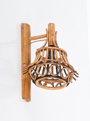 Mid-Century Rattan and Bamboo Lantern Sconce by Louis Sognot, 1960s-JDR-1783062