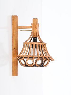 Mid-Century Rattan and Bamboo Lantern Sconce by Louis Sognot, 1960s-JDR-1783062