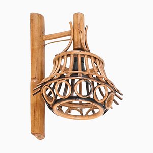 Mid-Century Rattan and Bamboo Lantern Sconce by Louis Sognot, 1960s-JDR-1783062