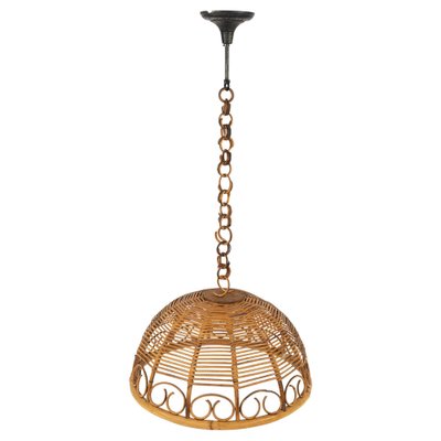 Mid-Century Rattan and Bamboo Pendant, Italy, 1960s-LYQ-1796150