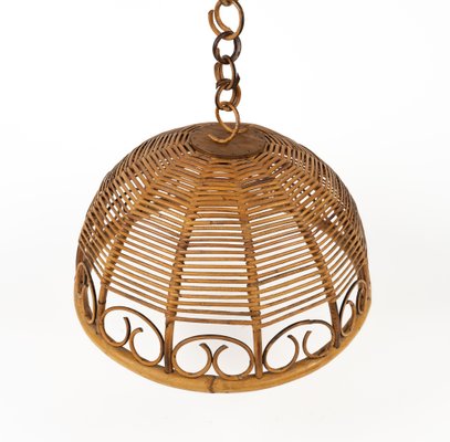 Mid-Century Rattan and Bamboo Pendant, Italy, 1960s-LYQ-1796150