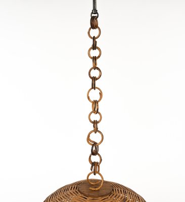 Mid-Century Rattan and Bamboo Pendant, Italy, 1960s-LYQ-1796150