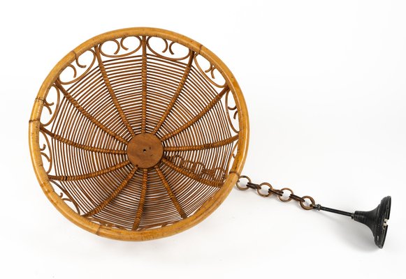 Mid-Century Rattan and Bamboo Pendant, Italy, 1960s-LYQ-1796150