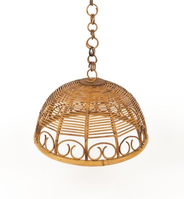 Mid-Century Rattan and Bamboo Pendant, Italy, 1960s-LYQ-1796150