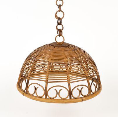 Mid-Century Rattan and Bamboo Pendant, Italy, 1960s-LYQ-1796150