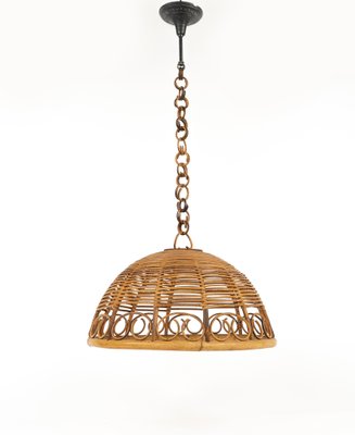 Mid-Century Rattan and Bamboo Pendant, Italy, 1960s-LYQ-1796150