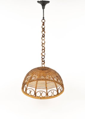 Mid-Century Rattan and Bamboo Pendant, Italy, 1960s-LYQ-1796150