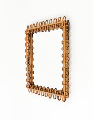 Mid-Century Rattan and Bamboo Squared Wall Mirror, Italy, 1960s-LYQ-1767274