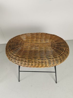 Mid-Century Rattan Armchair and Pouf, Set of 2-PRS-915100