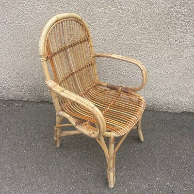 Mid-Century Rattan Armchairs, 1950s, Set of 4-SDV-1330596