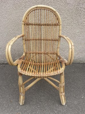 Mid-Century Rattan Armchairs, 1950s, Set of 4-SDV-1330596