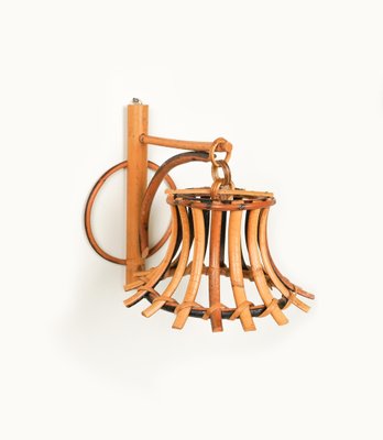 Mid-Century Rattan & Bamboo Sconce in the style of Louis Sognot, Italy, 1960s-LYQ-1738318