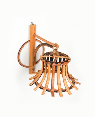 Mid-Century Rattan & Bamboo Sconce in the style of Louis Sognot, Italy, 1960s-LYQ-1738318