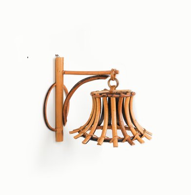 Mid-Century Rattan & Bamboo Sconce in the style of Louis Sognot, Italy, 1960s-LYQ-1738318