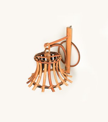 Mid-Century Rattan & Bamboo Sconce in the style of Louis Sognot, Italy, 1960s-LYQ-1738318