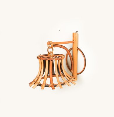 Mid-Century Rattan & Bamboo Sconce in the style of Louis Sognot, Italy, 1960s-LYQ-1738318