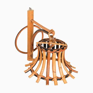 Mid-Century Rattan & Bamboo Sconce in the style of Louis Sognot, Italy, 1960s-LYQ-1738318