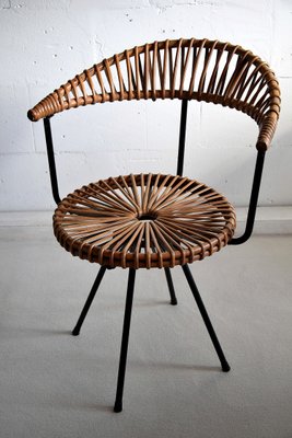 Mid Century Rattan & Black Iron Chair by Dirk van Sliedregt for Gebroeders Jonkers Noordwolde-IEI-878748