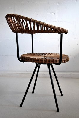 Mid Century Rattan & Black Iron Chair by Dirk van Sliedregt for Gebroeders Jonkers Noordwolde-IEI-878748