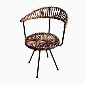 Mid Century Rattan & Black Iron Chair by Dirk van Sliedregt for Gebroeders Jonkers Noordwolde-IEI-878748