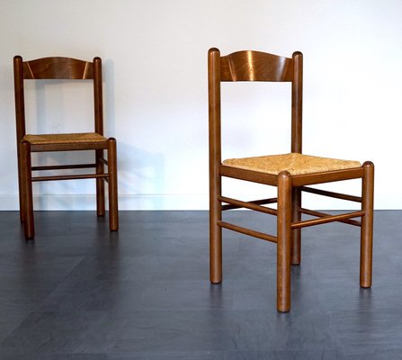 Mid-Century Rattan Chairs in the style of Charlotte Perriand, Set of 4-CIP-2035730