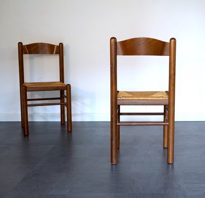 Mid-Century Rattan Chairs in the style of Charlotte Perriand, Set of 4-CIP-2035730