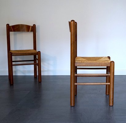 Mid-Century Rattan Chairs in the style of Charlotte Perriand, Set of 4-CIP-2035730