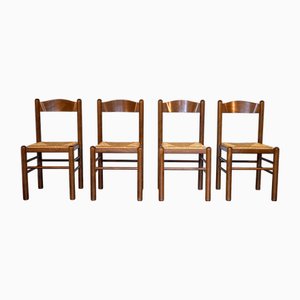 Mid-Century Rattan Chairs in the style of Charlotte Perriand, Set of 4-CIP-2035730