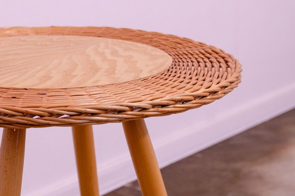 Mid-Century Rattan Coffe Table by Jan Kalous for Úluv, Czechoslovakia, 1960s-HXT-1776920