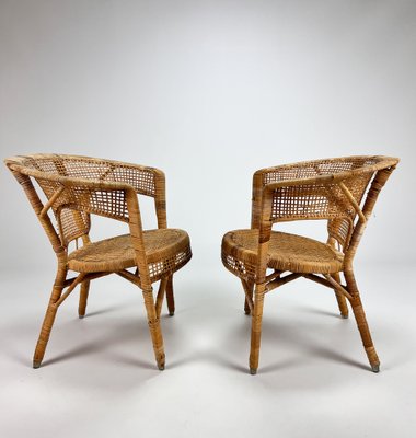 Mid-Century Rattan Easy Chairs, 1960s, Set of 2-RMX-1447656