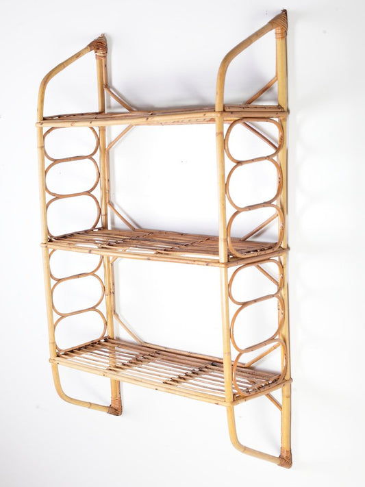 Mid-Century Rattan Entrance Hall Wall Shelves, 1960s