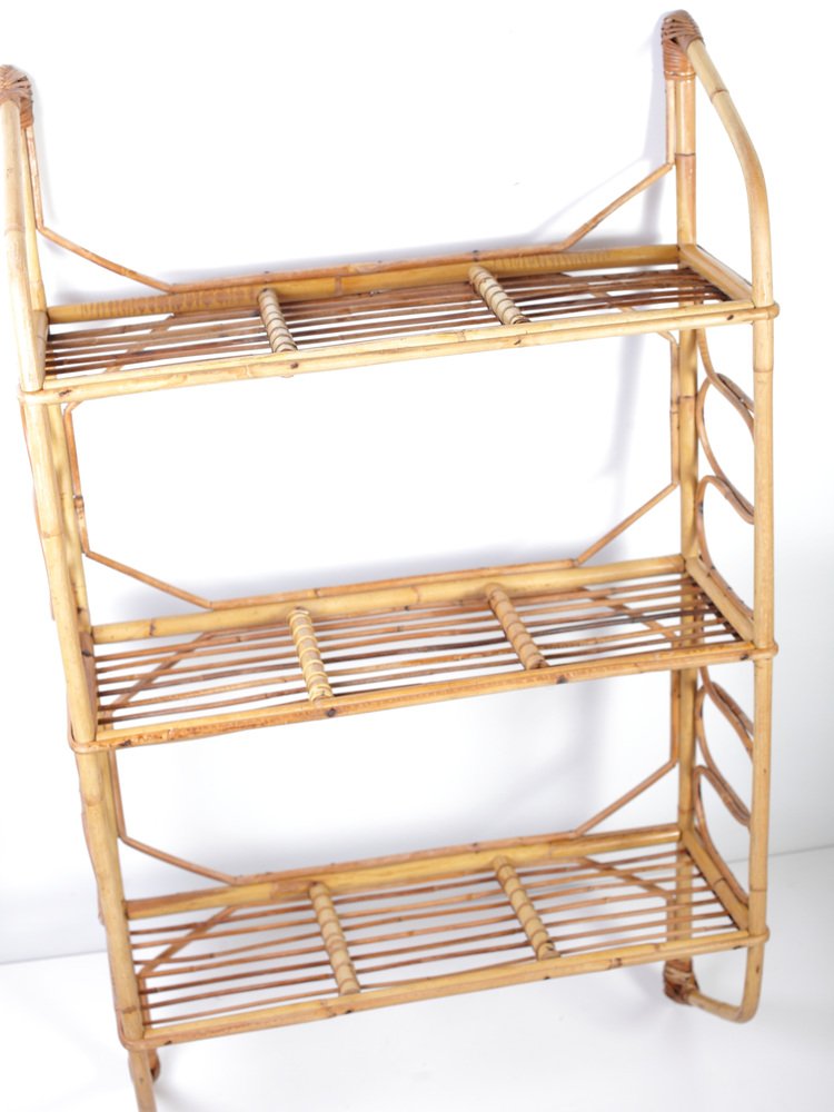 Mid-Century Rattan Entrance Hall Wall Shelves, 1960s