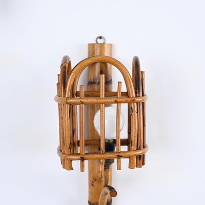 Mid-Century Rattan Lantern Sconces by Louis Sognot, 1960s, Set of 2-JDR-1731280