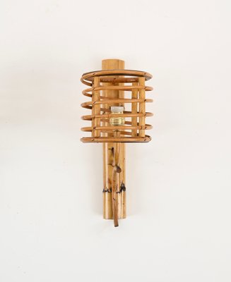 Mid-Century Rattan Lantern Sconces by Louis Sognot, France, 1960s, Set of 2-JDR-1817231