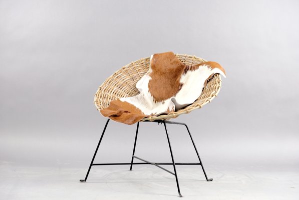 Mid-Century Rattan Lounge Chair, 1960s-CIP-658774