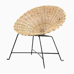 Mid-Century Rattan Lounge Chair, 1960s-CIP-658774