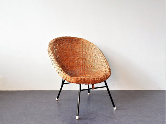 Mid-Century Rattan Lounge Chair in the Style of Dirk van Sliedregt for Rohé Noordwolde, 1960s