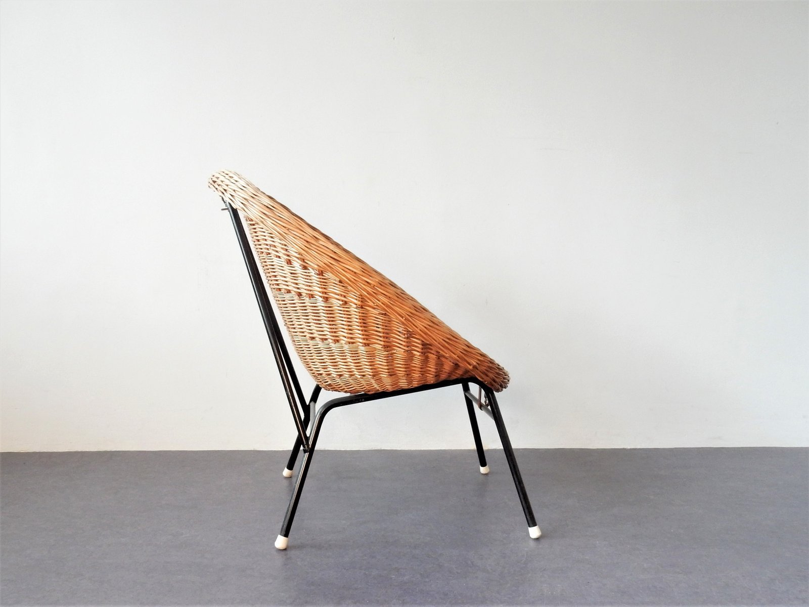 Mid-Century Rattan Lounge Chair in the Style of Dirk van Sliedregt for Rohé Noordwolde, 1960s