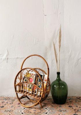 Mid-Century Rattan Magazine Rack, 1960s-FW-692079