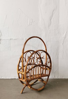 Mid-Century Rattan Magazine Rack, 1960s-FW-692079