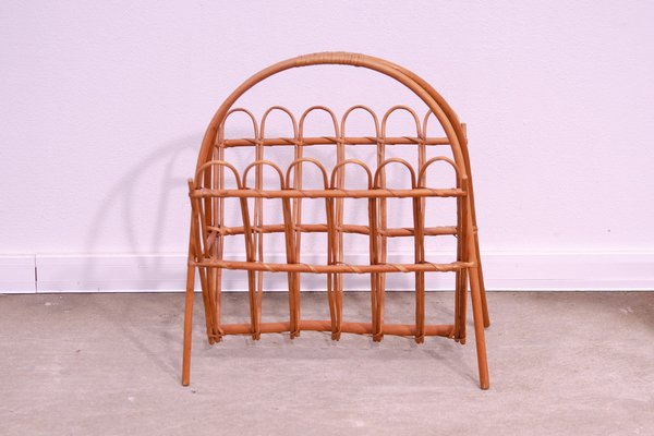 Mid-Century Rattan Magazine Rack by Jan Kalous for Úluv, Czechoslovakia, 1960s-HXT-1776888